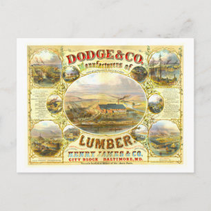 Cartão Postal Vintage Advertisement para Dodge & Co. Lumber