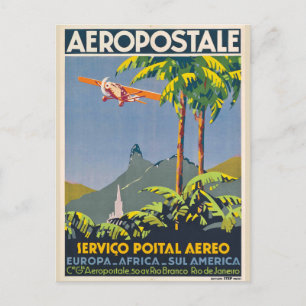 Cartão Postal Vintage Aeropostale Viagem Postcard