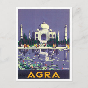 Cartão Postal Vintage Agra Taj Mahal Índia