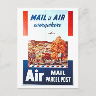 Cartão Postal Vintage Air Mail Post Office Advertisement