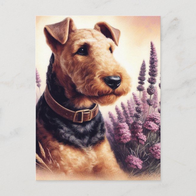 Cartão Postal Vintage Airedale Terrier Painting (Frente)