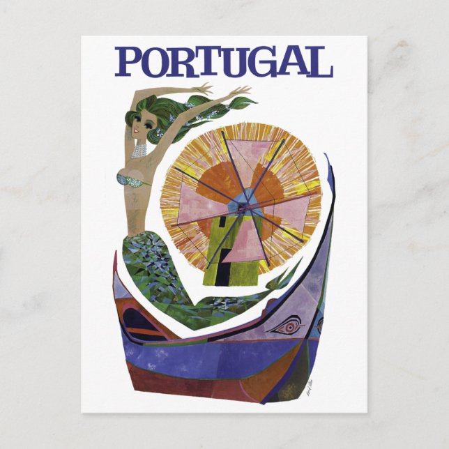 Cartão Postal Vintage Airline Portugal Viagem (Frente)