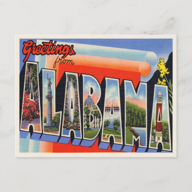 Cartão Postal Vintage Alabama (Frente)