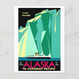 Cartão Postal Vintage Alaska e Taku Glacier Poster de viagens