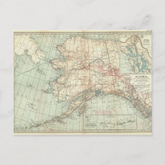 Cartão Postal Vintage Alaska Map