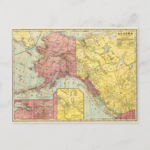 Cartão Postal Vintage Alaska Map