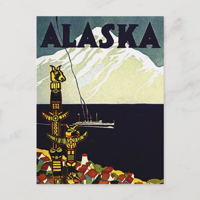 Cartão Postal vintage alaska poster (Frente)
