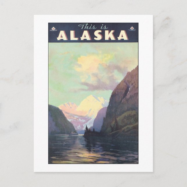 Cartão Postal Vintage Alaska Poster (Frente)