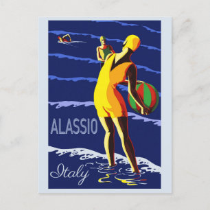 Cartão Postal Vintage Alassio Itália Viagem italiano
