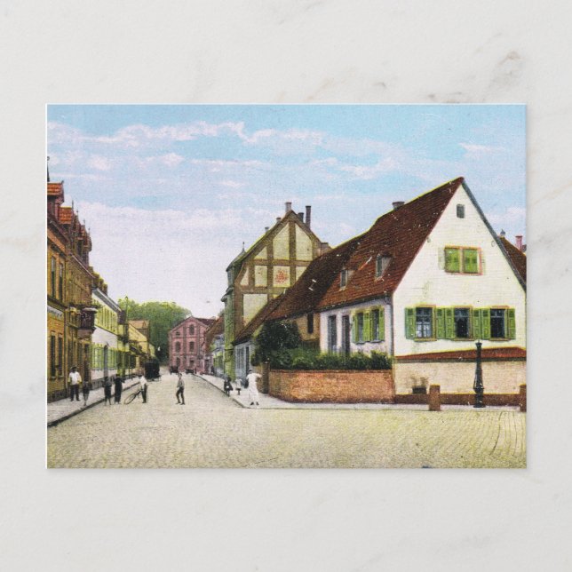 Cartão Postal Vintage Alemanha, Germersheim Fischerstrasse (Frente)