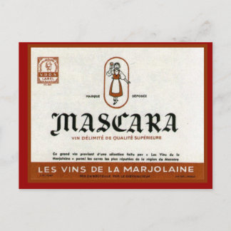 Cartão Postal Vintage Algerian Wine label, Mascara