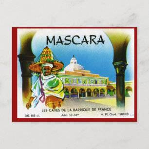 Cartão Postal Vintage Algerian Wine label, Mascara 1