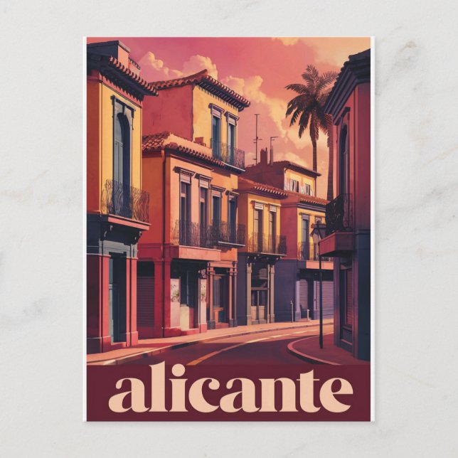 Cartão Postal vintage alicante espanha (Frente)
