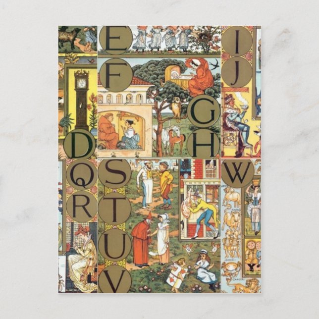 Cartão Postal Vintage Alphabet (Frente)