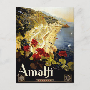 Cartão Postal Vintage Amalfi Coast Italia Viagem
