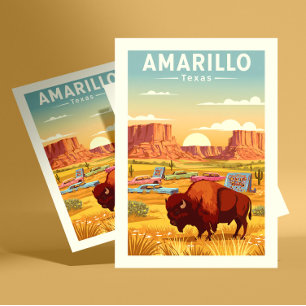 Cartão Postal Vintage Amarillo Texas
