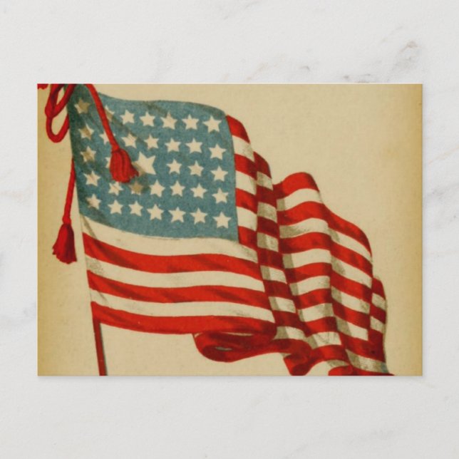 Cartão postal Vintage American Flag (Frente)