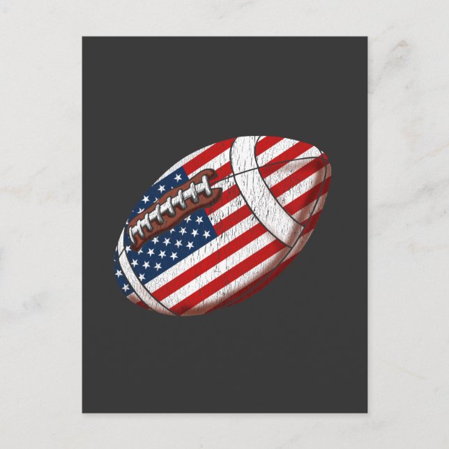 Cartão Postal Vintage American Flag Football Player (Frente)