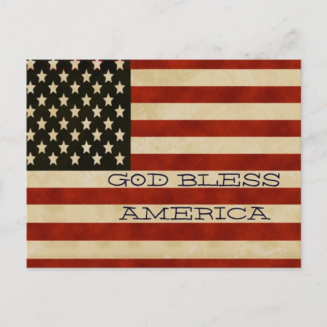 Cartão Postal Vintage American Flag GIFTS (Frente)