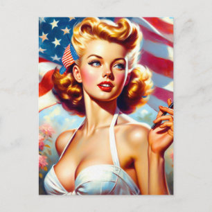 Cartão Postal Vintage American Girl Painting