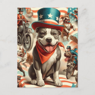 Cartão Postal Vintage American Pit Bull Terrier Art