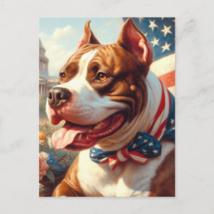 Cartão Postal Vintage American Pit Bull Terrier Painting