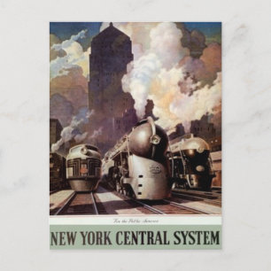 Cartão Postal Vintage American Rail, EUA -