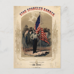 Cartão Postal Vintage American Soldier e U.S Flag