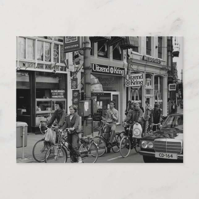 Cartão Postal Vintage Amsterdam Holland Bikers (Frente)