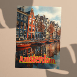 Cartão Postal Vintage Amsterdam Netherlands Viagem