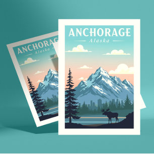 Cartão Postal Vintage Anchorage Alaska