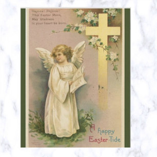 Cartão postal Vintage Angel e Cross Páscoa