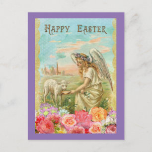 Cartão Postal Vintage Angel E Lamb