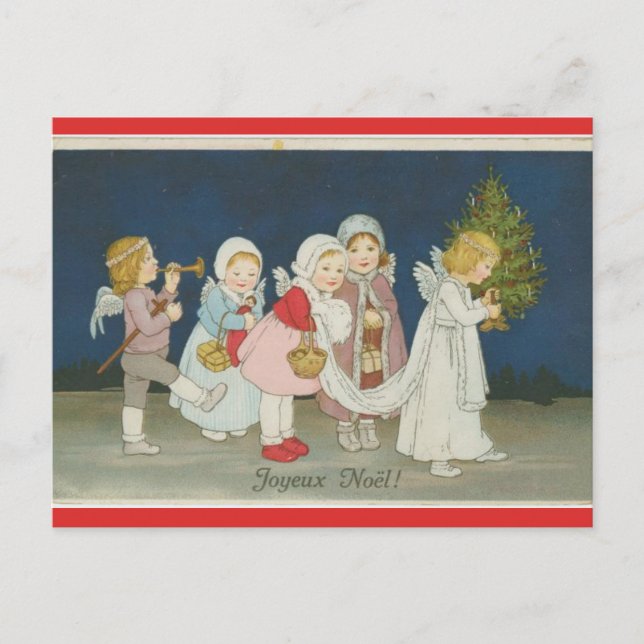 Cartão Postal Vintage Angels Joyeux Noel (Frente)