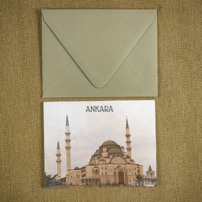 Cartão Postal Vintage Ankara Turquia Kocatepe Visão Mesquita (ankara turkey kocatepe postcard)