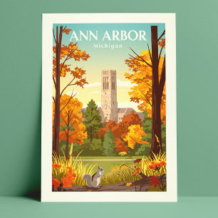 Cartão Postal Vintage Ann Arbor Michigan