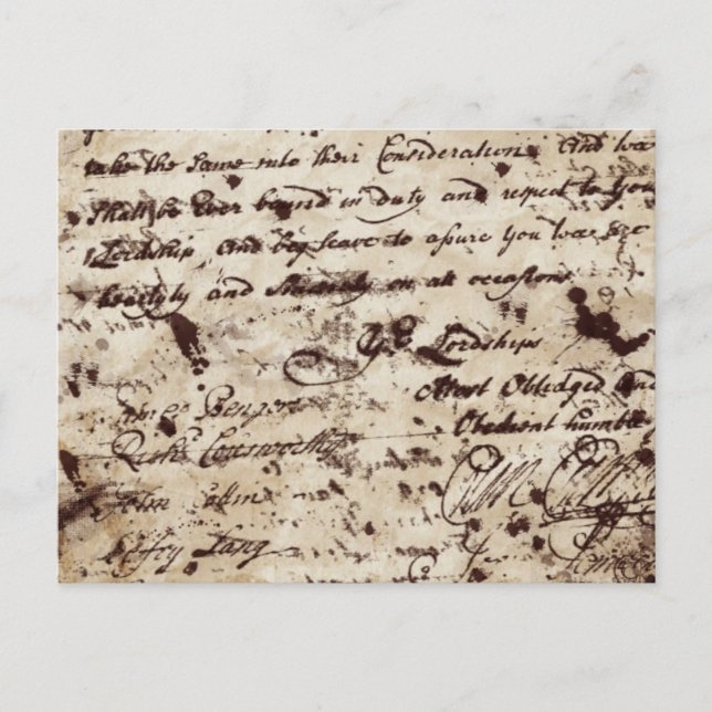 Cartão Postal Vintage Antiga carta manuscrita (Frente)