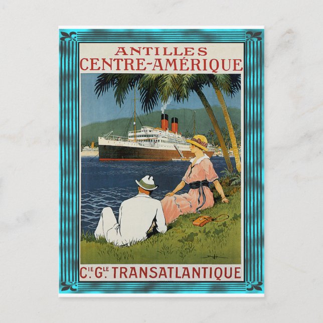 Cartão Postal Vintage Antilles Cruise Art (Frente)