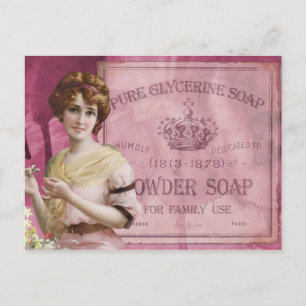 Cartão Postal Vintage Antique Art Deco Lady Soap Advertisement