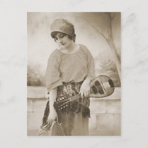 Cartão Postal Vintage Antique Flapper Mulheres Retratos, Ilustra