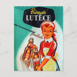 Cartão Postal Vintage - Anúncio francês da cerveja