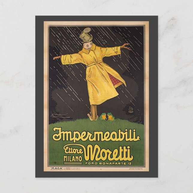 Cartão Postal Vintage - Anúncio Raincoat Italiano (Frente)