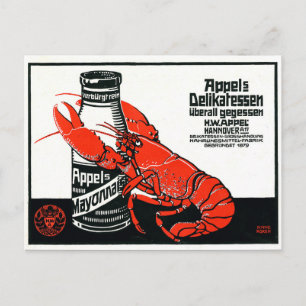 Cartão Postal Vintage Appel Mayonnaise Advertisement Lobster