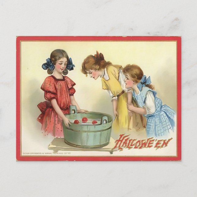 Cartão Postal Vintage Apple Bobbing Halloween (Frente)