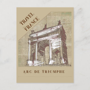 Cartão Postal Vintage Arc De Triomphe Paris France Viagem