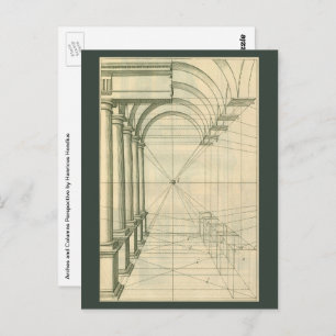 Cartão Postal Vintage Architecture, Arches Columns Perspective