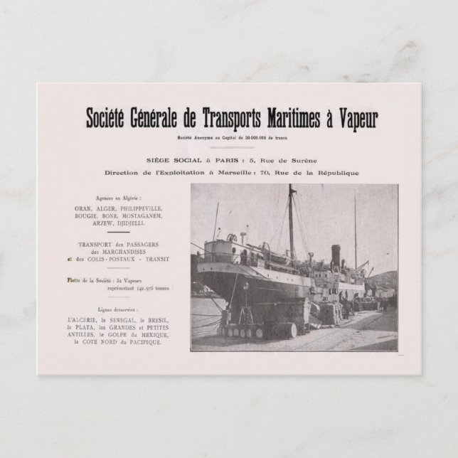 Cartão Postal Vintage Argélia Shipping Company Advertisse (Frente)