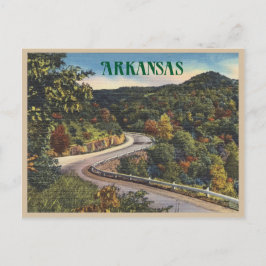 Cartão Postal Vintage Arkansas Winding Road no outono - Cartão-p