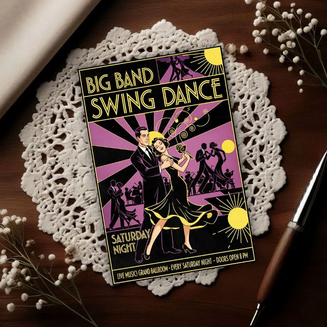 Cartão Postal Vintage Art Deco 1940s Swing Dance (Criador carregado)