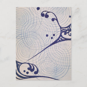 Cartão Postal Vintage Art Deco Blue Waves